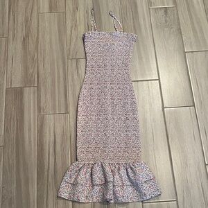 Windsor Pink and Green Floral Smocked Dress S